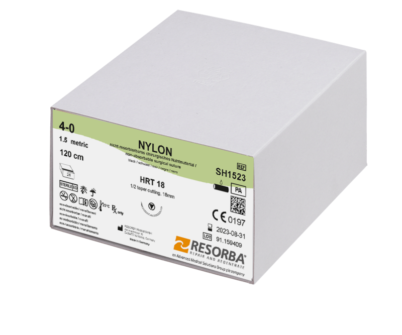 Нейлон моно USP7-0 чорний, довж. 45см, голка звор-ріж типу преміум 7мм, 3/8кола